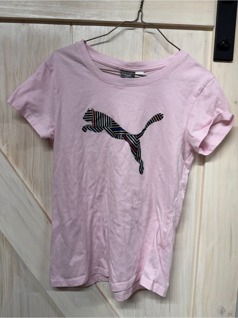 Puma Girls Light Pink Graphic Cat Logo Tee